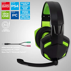 Avis Casque Pro Gamer Amstrad Basic AMS H555 vert avec Rétroéclairage LED - 40mm Power Bass avec micro intégré, réglage volume