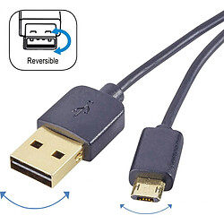 Câble de raccordement renkforce USB 2.0 [1x USB 2.0 mâle type A - 1x USB 2.0 mâle Micro-B] 1 m