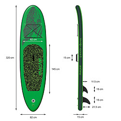 Ecd Germany Stand up paddle board SUP surfing Makani planche de surf gonflable vert 320cm pas cher