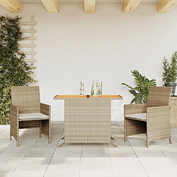 Maison Chic Ensemble de bistro 3 pcs avec coussins,Table + chaises + coussins de jardin beige résine tressée -GKD332232