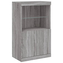 Avis Maison Chic Commode Buffet - Meuble de rangement avec lumières LED sonoma gris 60,5x37x100 cm -GKD35298