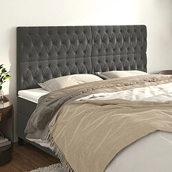 Maison Chic Lot de 4 Têtes de lit design pour chambre - Décoration de lit Gris foncé 100x7x78/88 cm Velours -MN45557