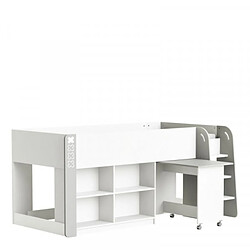 Avis Dansmamaison Lit combiné bureau 90x200 Blanc/Gris - KISORA