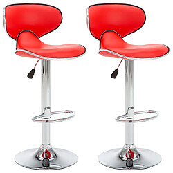 vidaXL Tabourets de bar 2 pcs rouge similicuir