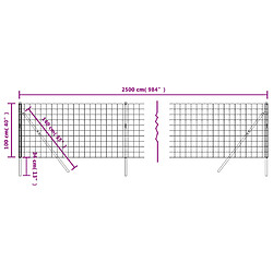 Acheter vidaXL Clôture en treillis métallique anthracite 1x25m acier galvanisé