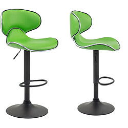 Decoshop26 Lot de 2 tabourets de bar design contemporain pieds en métal noir assise en synthétique vert 10_0000341