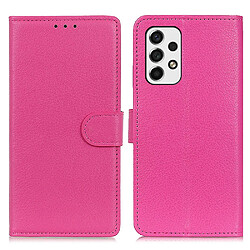 Etui en PU texture litchi, magnétique, antichoc rose pour votre Samsung Galaxy A53 5G