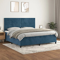 Maison Chic Lit Adulte - Lit simple Lit à sommier tapissier et matelas moelleux - Meuble de Chambre - Bleu foncé 200x200cm Velours -MN52532