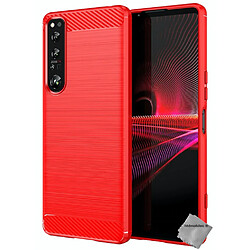 Htdmobiles Coque silicone gel carbone pour Sony Xperia 1 IV + verre trempe - ROUGE