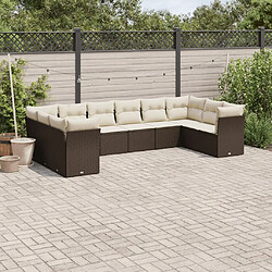 Maison Chic Salon de jardin 10 pcs avec coussins | Ensemble de Table et chaises | Mobilier d'Extérieur marron résine tressée -GKD36877