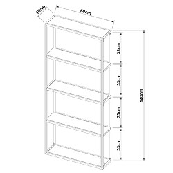 Helloshop26 Étagère murale acier 140 x 60 x 18 cm noir 03_0007034