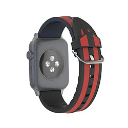 Acheter Wewoo Bracelet noir + rouge pour Apple Watch Series 3 & 2 & 1 de montre en Silicone Double Stripes Mode Double Stripe +