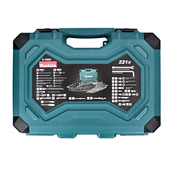 Makita Ensemble d'outils - 221 pièces , embout en acier au chrome vanadium (E-10883) / clé mixte / clé à douille / tournevis / cliquet