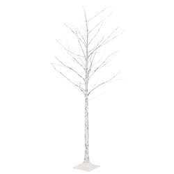 vidaXL Bouleau blanc à LED 128 LED Blanc chaud 220 cm