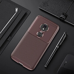 Wewoo Coque en TPU antichoc Texture fibre de carbone Beetle Series pour Motorola Moto G7 Play (version US) (Marron)