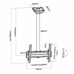 Avis Kimex Support plafond inclinable pour 1 écran portrait 43''-75'' - Hauteur 100cm