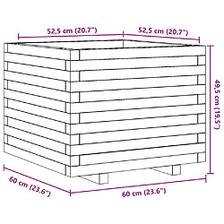 vidaXL Jardinière 60x60x49,5 cm bois de pin massif pas cher