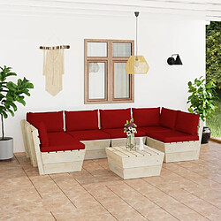 Maison Chic Salon de jardin palette 7 pcs avec coussins - Table et chaises d'extérieur - Mobilier/Meubles de jardin Moderne épicéa imprégné -MN59633