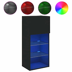 Maison Chic Meuble TV avec lumières LED, Banc TV pour salon, Meuble de rangement noir 40,5x30x90 cm -GKD13962