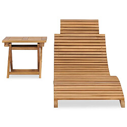 Maison Chic Chaise longue pliable de jardin | Bain de soleil Relax | Transat avec table Bois de teck solide -GKD63145