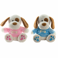 Jouet Peluche DKD Home Decor Bleu Rose Polyester Chien (2 pcs) (10 x 10 x 22 cm)