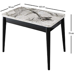 Avis Hanah Home Table de repas extensible Dolunay noir, blanc marbré.