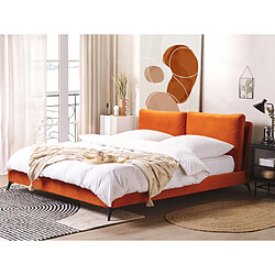 Beliani Lit double en velours orange 180 x 200 cm MELLE