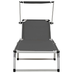 Acheter Helloshop26 Transat chaise longue bain de soleil lit de jardin terrasse meuble d'extérieur pliable avec auvent aluminium et textilène gris 02_0012817