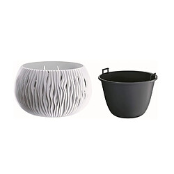 Pot de Fleurs avec insert Prosperplast Ø 238mm 2,3L blanc Sandy Bowl DSK240