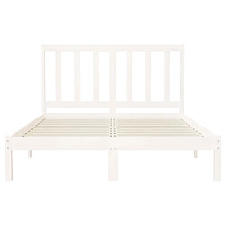 Maison Chic Lit adulte - Lit simple Cadre de lit,Structure du lit Contemporain Blanc Bois massif 120x200 cm -MN36005 pas cher