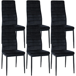 Decoshop26 Lot de 6 chaises de salle à manger design simple en tissu velours noir avec couture cadre en métal noir CDS10293