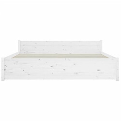 Maison Chic Lit adulte 150x200cm - Cadre de lit,Structure du lit Contemporain pour chambre Blanc Bois massif Très grand -MN16018 pas cher