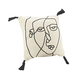 Aubry Gaspard Coussin en coton Visage 45 x 45 cm.