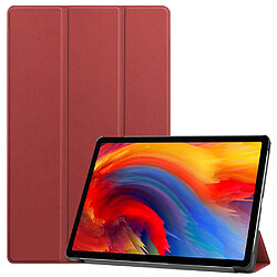 Etui en PU Réveil/Veille automatique avec support tri-pliure rouge vin pour votre Lenovo Pad Plus