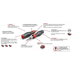 Tournevis assisté E-PROTWIST avec 10 embouts PH-PZ de 6 pans Facom ATPA4V.J12IPB