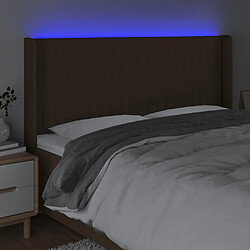 Avis vidaXL Tête de lit à LED Marron foncé 163x16x118/128 cm Tissu