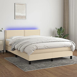 vidaXL Sommier à lattes de lit avec matelas LED Crème 140x200 cm Tissu