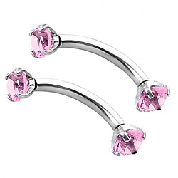 acier inoxydable zircon incurvé barre piercing sourcil bijoux rose