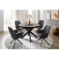 Acheter Pegane Table à manger, table de repas ronde extensible coloris anthracite, pieds métal laqué mat - Diamètre 120-160 x Hauteur76 cm