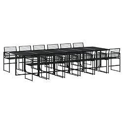 vidaXL Ensemble à manger de jardin 13 pcs noir résine tressée