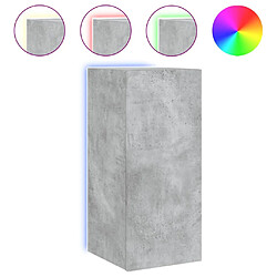 Maison Chic Meuble TV mural, Banc TV avec lumières LED pour salon, Meuble de rangement gris béton 30,5x35x70 cm -GKD27984