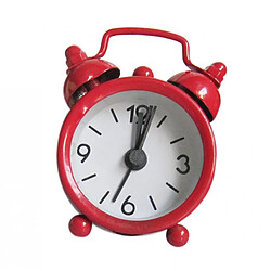 Mini belle horloge analogique réveil double bell pour la décoration de la chambre d'enfant rouge pas cher