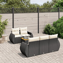 Maison Chic Ensemble Tables et chaises d'extérieur 6pcs avec coussins,Salon de jardin noir résine tressée -GKD231186