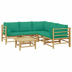 Avis Maison Chic Salon de jardin 6 pcs + coussins - Mobilier/Meubles de jardin - Table et chaises d'extérieur vert bambou -MN93048