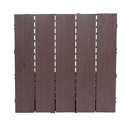 Mendler Carrelage en WPC HWC-E20, aspect bois pour balcon/terrasse ~ 4x chaque 50x50cm = 1m², gaufré marron foncé