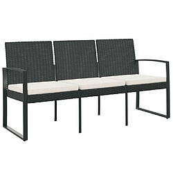 Maison Chic Banc de jardin à 3 places | Banquette de jardin | Chaise Relax avec coussins noir rotin PP -MN11892