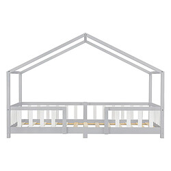 Acheter Lit d'enfant Treviolo Forme Maison avec Matelas à Mousse à Froid 200 x 90 cm Gris Clair Blanc [en.casa]