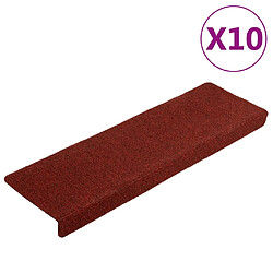 vidaXL Tapis de marches d'escalier 10pcs Bordeaux 65x21x4cm Aiguilleté