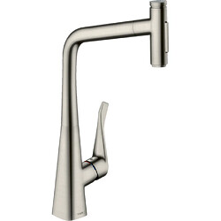 Hansgrohe - Mitigeur de cuisine 320 Metris Select M71 avec douchette extractible 2 jets, sBox finition aspect acier inox