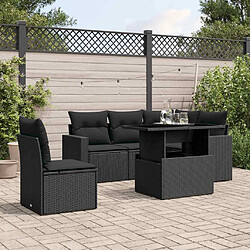 vidaXL Salon de jardin 6 pcs avec coussins noir résine tressée